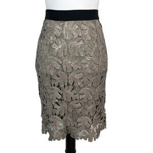 BCBG MaxAzria Skirt size Small Gray Taupe Sequins Pencil Knee Cocktail Wedding